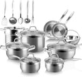 Duxtop Professional Stainless Steel Induction Cookware Set, 19PC Kitchen Pots and Pans Set, Heavy Bottom with Impact-bonded Technology