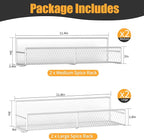 Magnetic Spice Rack for Refrigerator, 4 Pack 100% Metal Strong Magnet Fridge Shelves, Space Saving Spice Organizer, No Drilling Moveable Home Kitchen Laundry Room Storage Organization, White