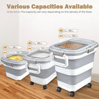 Rice Storage Container, Collapsible Airtight 10-40 Lb Rice Storage Container, 25lb Pet Dog Food Storage Container, Rice Dispenser Bin with Cup and Scoop for Flour Cereal Pasta Grain, Cat Bird