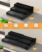 Spice Rack, 3-Tier Expandable Bamboo Spice Rack Organizer for Cabinet, Kitchen, Pantry and Cupboard Storage Organizer-Black(2pack)