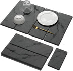 Large Stone Dish Drying Mat for Kitchen Counter, 2 PCS Quick Dry Stone Mats, Foldable Water Absorbing Diatomaceous Earth Drying Dishes Pad for Countertop Bottles Utensils Cup(Dark gray 24"x16"&8"x4")