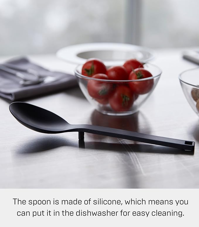 Yamazaki Home Tower Silicone Kitchen Spoon, Hygenic With Integrated Tool Rest, Floating Clean Design - Silicone
