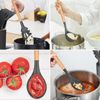 Kitchen Utensils Set of 12, E-far Silicone Cooking Utensils with Holder, Non-stick Cookware Friendly & Heat Resistant, Includes Spatula Tong Whisk Ladle Brush Slotted Turner Spoon(Gray)