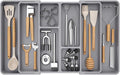 Lifewit Expandable Utensil Organizer for Kitchen Drawer, Adjustable Cooking Silverware Tray, Plastic Cutlery Flatware Holder, Spatula Tools Gadgets Storage Divider, 53-91 x 43cm, Plastic, Gray