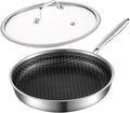 DELARLO 10 inch Tri-Ply Stainless Steel Frying Pan With Lid, Nonstick Omelette Pans, Small Egg Pan Durable Chef's Pan,Induction Kitchen Skillets, Compatible with All Cooktops, Up to 600℉