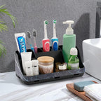 GFWARE Marble Black Toothbrush Holders for Bathrooms - Detachable 7 Slots Bathroom Organizer Countertop Matte Black Electric Toothbrush and Toothpaste Holder for Bathroom Counter Vanity Sink Storage
