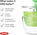 OXO Good Grips Salad Spinner - Large, Green Lettuce & Fruit Washer, BPA-Free, Easy One-Hand Pump