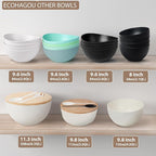 Bamboo Fiber 10 ″ Large Salad Serving Bowl Set with Wooden Lid & Servers, 3.5Qt Big Bowl with Utensils for Mixing Salad,Fruit,Pasta,Lightweight & Dishwasher Safe,, Ideal Gift for Home - Teal Color