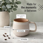 Ava Nord Large Ceramic Coffee Mugs Set of 4 | 16 oz Stoneware Coffee Cups | Lead-Free, Non-Toxic | Microwave and Dishwasher Safe | Comfortable Handle | Nordic Design for Tea, Cocoa, Latte | Rose Sand