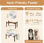 Havniva Ceramic 8.2inch Raised Double-Bowl Set with Acacia Wooden Stand, Food & Water Bowls for Large Breed Dogs, Weighted Dog Dishes, Pet Bowl (60 oz)