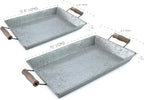 AuldHome Design Galvanized Farmhouse Trays (Set of 2, Small & Medium); Farmhouse Decor Rectangular Trays w/Handles