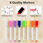 Acrylic Magnetic Dry Erase Board for Fridge, Clear Whiteboard for Refrigerator, Notepad Memo to Do/Grocery List White Board, w/ 8 Colors Markers, 15"x11"