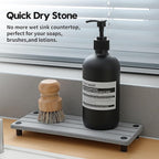 Razborci 2 Pack Fast Drying Water Absorbing Diatomite Stone Mat Tray for Kitchen & Bathroom Counter - Instant Dry Sink Caddy Organizer - Vanity Holder for Soap, Sponge – Light Gray 10" x 4"