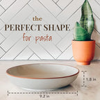Mora Ceramic Large Pasta Bowls 30oz, Set of 4 - Serving, Salad, Dinner, etc Plate/Wide Bowl - Microwave, Oven, Dishwasher Safe Kitchen Dinnerware - Modern Porcelain Stoneware Dishes, Earl Grey