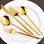 30-Pieces Gold Flatware Set, Gold Silverware Set for 6,Tableware Fine Dining Utensil Set Include Knives Forks and Spoons,Circular Fine Handle Cutlery Decorate Wedding Mirror Polished,Dishwasher