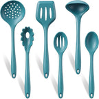 TeamFar Silicone Cooking Utensils Set of 6, Kitchen Utensils Set, Includes Ladle Slotted Turner for Non-stick Cookware, Healthy & One-Piece, Non-Scratch & Heat Resistant, Dishwasher Safe, Dark Blue