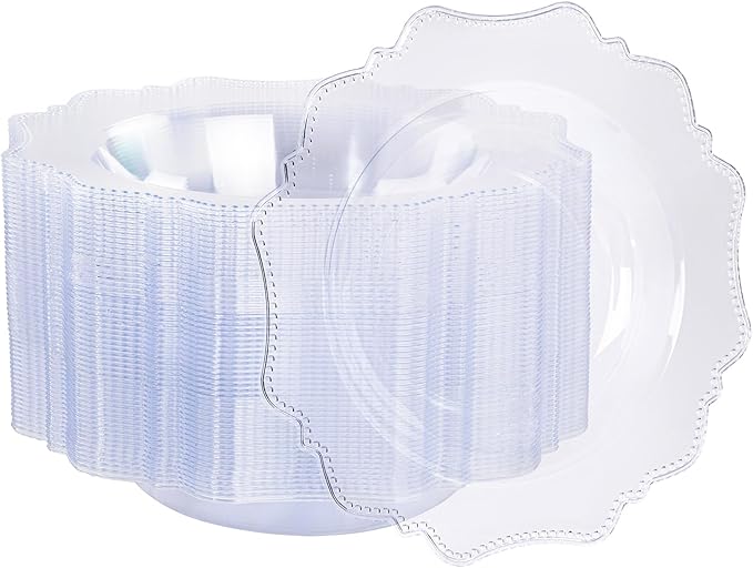 COLOSUS 60 Clear Plastic Bowls, 12 oz Disposable Soup Bowls, Premium Plastic Dessert Bowl,Heavy-duty Salad Bowl for Party,Wedding,Dinner,and Catering