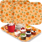 Vesici 3 Pcs Little Cutie Serving Trays 13 x 10 Inch Orange Fruit Melamine Platters Reusable Rectangular Serving Dishes for Party Summer Birthday Baby Shower Sharing Snacks Fruit Dessert Candy