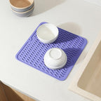 MicoYang Silicone Dish Drying Mat for Multiple Usage,Easy clean,Eco-friendly,Heat-resistant Silicone Mat for Kitchen Counter or Sink,Refrigerator or Drawer liner Light Purple M 12 inches x 12 inches