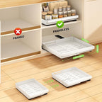 2 Pack Pull Out Cabinet Organizers Expandable (13''-19''), Plastic Slide Out Drawers for Kitchen, Bathroom, Pantry, Under Sink Storage, Pull Out Drawers Fixed with Adhesive Nano Film (White)