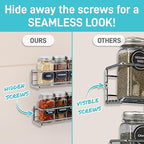 Spice Rack Wall Mounted 4 Tier – Space-Saving Kitchen Spice Organizer for Seasonings – Screw or Adhesive Hanging – Wall Mount Hanging Spice Rack for Wall, Cabinet, Pantry Door