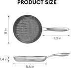 COOKER KING 8-Inch Stainless Steel Pan, Hybrid Nonstick Frying Pan, Skillet, 3-Ply Clad Cookware, Even Heat Distribution, Dishwasher & Oven Safe, with Stay-Cool Handle, Induction Compatible