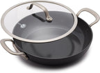 GreenPan Healthy Ceramic Nonstick 12" Everyday Frying Pan with 2 Handles and Lid, PFAS-Free, Multi Clad, Induction, Dishwasher Safe, Oven Safe, Black