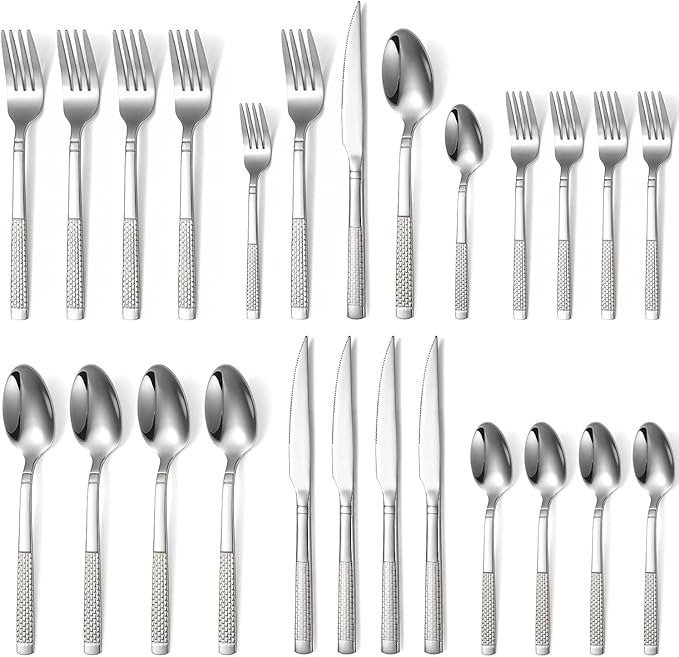 Silverware Set 20-Piece Stainless Steel Flatware Set for 4 Cutlery Utensil Sets Includes Forks Spoons Knives for Home Restaurant Hotel