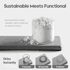 Razborci 2PCS Bathroom Counter Vanity Trays, Water Absorbing Diatomite Stone Quick Drying Mat for Kitchen Sink Counter, Dish Rack Soap Dispenser Sponge Holder Caddy Organizer, Light Gray, 9"x 3.5"