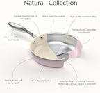 UUKRAVE Nonstick Ceramic Frying Pan Set, Healthy Ceramic Pan for Cooking with Stainless Steel Handle, Non-Toxic, PFAS/PTFE/PFOA-Free, Induction Compatible, Dishwasher & Oven Safe, 8"/9.5"/11", Pink