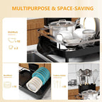 Expandable Dish Drying Rack，Dish Rack for Kitchen Counter-Dish Drainer with Efficient Drainage, Drainboard Set, and Utensil Holder, Over The Sink Dish Drainer Drying Rack