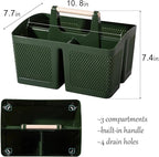 rejomiik Portable Shower Caddy Basket Plastic Cleaning Caddy Organizer Storage Tote with Handle for Bathroom, College, Dorm Room Essentials, Dark Green