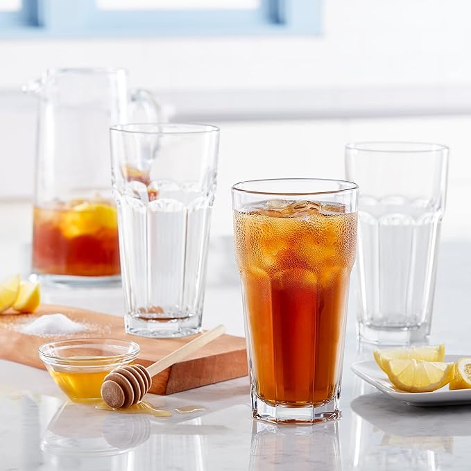 Libbey Gibraltar DuraTuff Drinking Glass Drinking Cup Set, Iconic Heavy Base Bar Glassware hick Drinking Glasses Set of 12, 22-Ounce Tall Drinking Glasses