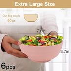 Wrova Wheat Straw Bowls Set 60 OZ Unbreakable Large Cereal Bowls Set of 6 Microwave and Dishwasher Safe Bowls Big Bowls for Dorm and Apartment BPA Free Soup Bowl for Serving Oatmeal and Salad Etc…
