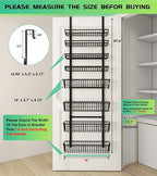 Over The Door Pantry Organizer, Pantry Organization and Storage, 8-Tier Deep Baskets Hanging Heavy-Duty Metal, Wall Spice Rack Seasoning Shelves for Home & Kitchen, Laundry Room Bathroom, Black