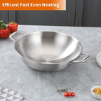 DELARLO Tri-Ply Stainless Steel Flat Bottom Wok, 13 Inch Braiser Pan with Lid, Durable Large Frying pan, Fast Even Heat Saute Pan, Non Toxic Pan for Cooking, Oven Broiler Safe 600F(Not lids)