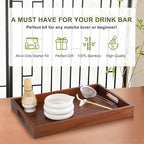 Mottled White Matcha Whisk Set, Ceramic Matcha Kit Set Gift Present Includes Matcha Bowl, Matcha Whisk and Holder, Bamboo Scoop, Scoop Rest, Sifter and Tea Towel - 7 Pcs Kit for Matcha Lovers