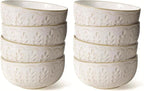 Artena Soup Bowls 32 OZ, Cereal Bowls Set of 4, White Embossment Ceramic Ramen Bowls for Dinner, Salad, Pho, Noodle, Pasta, Snacks, Dishwasher Microwave Safe, 6.3 Inch, Wheat Leaf (Pack of 2)