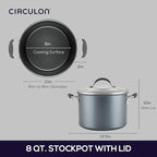 Circulon A1 Series with ScratchDefense Technology Nonstick Induction Stockpot with Lid, 8 Quart, Graphite