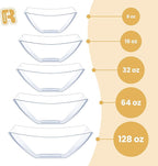 R-kay 6 Pack Extra Large Serving Bowl - 64 Ounce Plastic Serving Bowls For Entertaining - Clear Plastic Bowls For Salads And Snacks - Disposable bowls For All Occasions