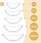 R-kay 6 Pack Square Small Plastic Serving Bowls 8 oz - Small Plastic Bowls for Parties, Premium For Weddings Catering And Birthday parties