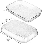 Lyellfe 4 Pack Clear Serving Tray, 15 x 10 Inch Deep Serving Platter, Spill Proof Decorative Coffee Table Perfume Tray for Bathroom, Dining Table, Vanity Cabinet