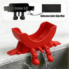 Cute Hanging Sponge Holder with Drainage,3D Printed Kitchen Funny Sponge Stand for Sink,with non-slip pads,Suitable for Scrub Daddy Holder,Keeps Your Sponge Dry Smiling (Red)