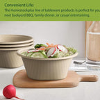 Homestockplus Large Disposable Bowl - Heavy Duty Paper Bowls - Made from Sugarcane and Bamboo Fiber, Microwave Safe - 48 Oz Paper Bowls for Soup, Salad, Ramen, Popcorn, etc.[50/Pack]