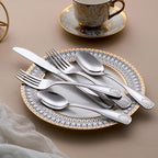 20-Piece Flatware Set, Stainless Steel Silverware Set for 4, Cutlery Set with Shell Pattern, Fork Spoon Knife Set, Dishwasher Safe