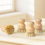 4 Pack Bamboo Dish Brush, Dish Scrubber Brush with Sisal Bristle, Natural Scrub Brush for Kitchen Cleaning Dishes, Pots, Pans, Bottles, Vegetables