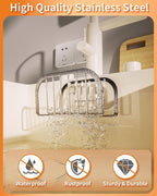 SWTYMIKI Sponge Holder for Kitchen Sink, Movable Sink Sponge Holder with Suction Cups Stainless Steel Sink Caddy Suction Cup for Sponge & Brush, Silver