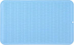 MicoYang Silicone Dish Drying Mat for Multiple Usage,Easy clean,Eco-friendly,Heat-resistant Silicone Mat for Kitchen Counter or Sink,Refrigerator or Drawer Liner Light Blue 3XL 28 inches x 18 inches