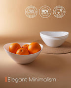 LaGlint 43 OZ Serving Bowl Set of 4, Opal Glass 9 inch Oval Serving Dishes for Salad, Side Dishes, Fruit Kitchen, Microwave & Dishwasher Safe, White