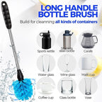 Holikme 5 Pack Bottle Brush Cleaner Set, 14" Long Handle Stainless Steel Bottle Cleaner Brush, 3 Straw Brushes, Bottle Cleaning Brush for Water Bottle, Cups, Baby Bottle, Straws Blue